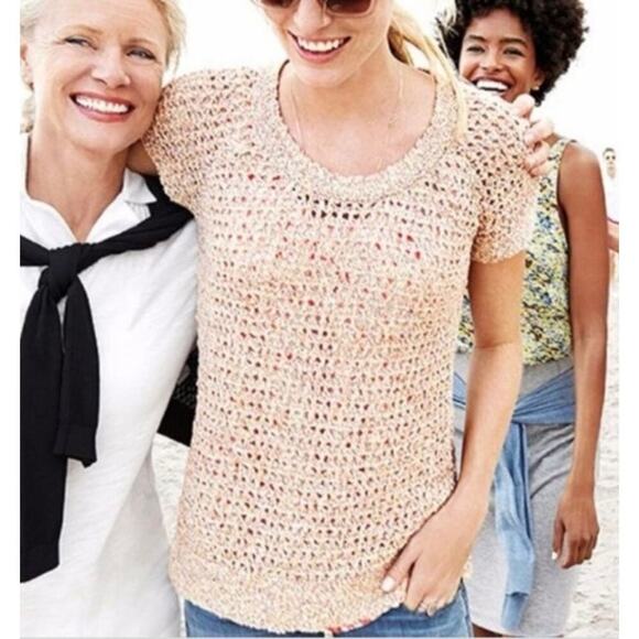 CAbi Tops - CAbi Women's #196 Sorbet Loose Knit Multicolor Short Sleeve Sweater Women Medium